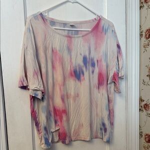 🩷 Old Navy Women's Long Sleeve Tie-Dye Top - Pink, Blue, Cream Sz XL